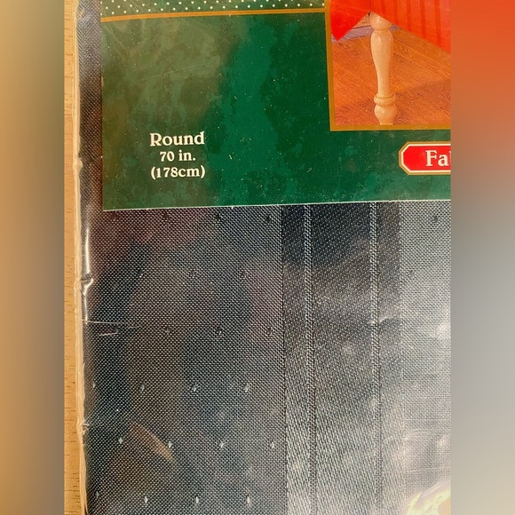 Vtg 60” Round Christmas Green Satin Stipe Cloth Tablecloth Trim A Home Kmart New - Picture 2 of 10